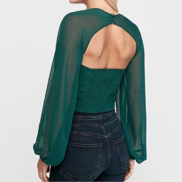 Express Cropped Balloon Sleeve Top - Picture 2 of 7